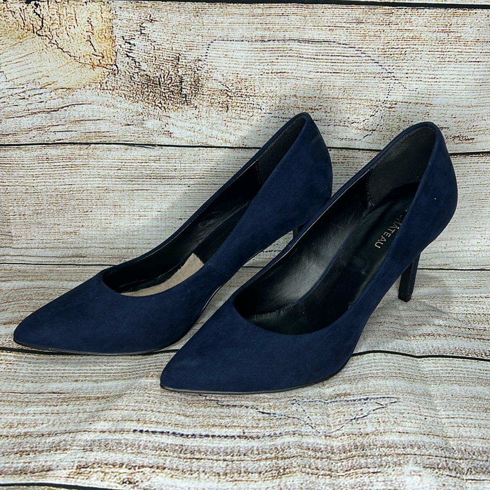 LE CHATEAU Womens Pumps NAVY Blue size 8 (38) Faux Suede